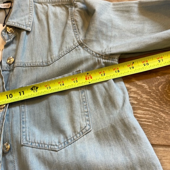 Zara Denim Long Shirt / Dress Button Down SMALL Raw Hem - Picture 4 of 5